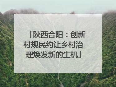 陕西合阳：创新村规民约让乡村治理焕发新的生机