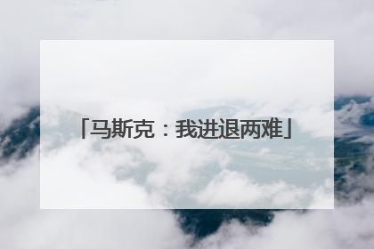 马斯克：我进退两难