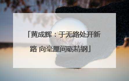 黄成辉：于无路处开新路 向毫厘间砺精钢