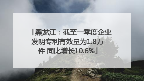 黑龙江：截至一季度企业发明专利有效量为1.8万件 同比增长10.6%