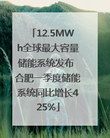 12.5MWh全球最大容量储能系统发布 合肥一季度储能系统同比增长425%